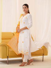 Women Ethnic Motifs Embroidered Kurta With Trousers & Dupatta-MLWSHKS4297YLW